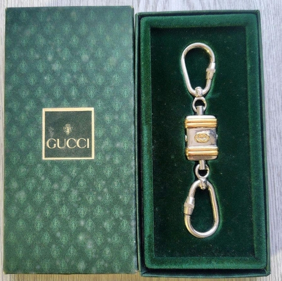 Vintage Gucci Interlocking GG logo twotone (silver and gold-tone) metal Keychain - Picture 5 of 5
